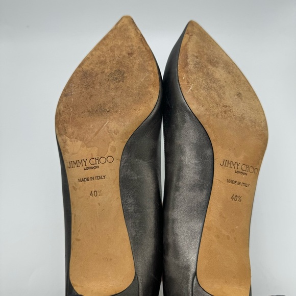 Jimmy Choo Allure Leather Kitten Heels Gray Metallic Pumps IT Size 40.5 US 10.5 - Picture 9 of 12